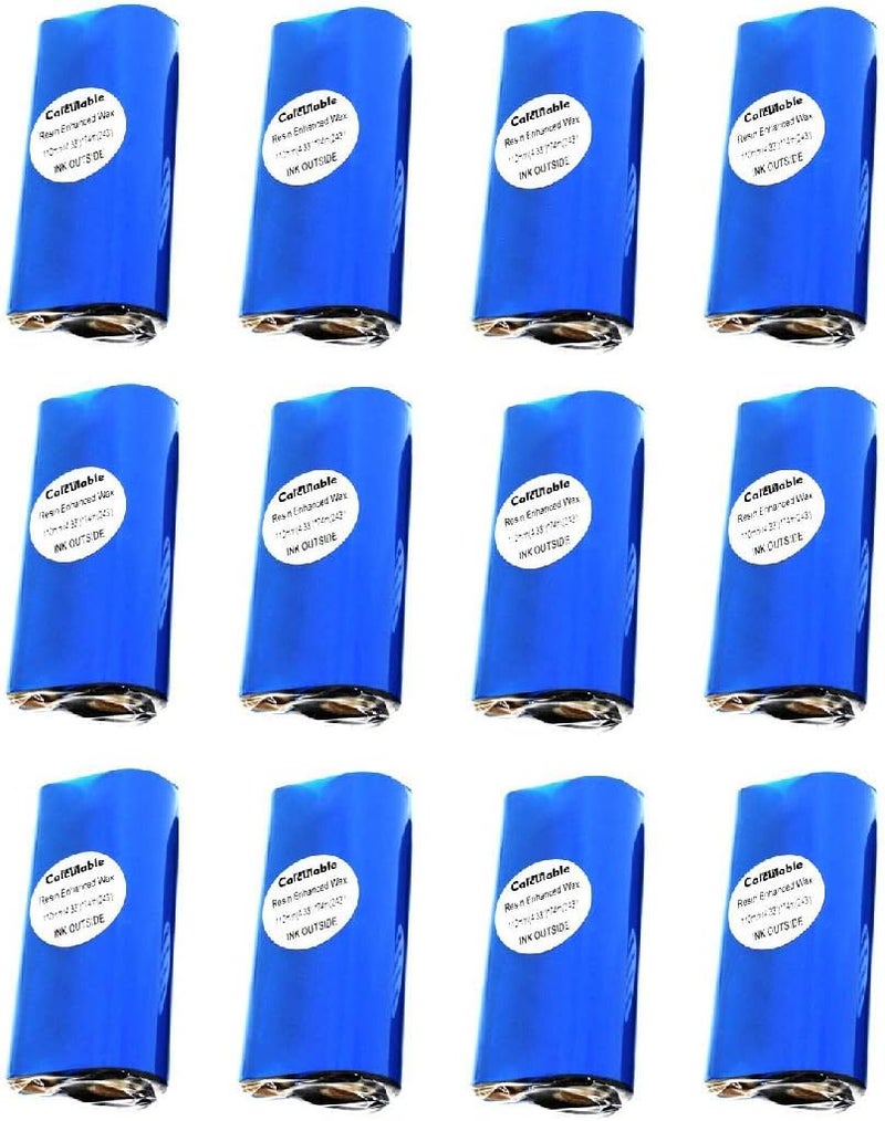 DEFMATE 12 Count 4.33" x 243' (110mmx74m) Thermal Wax Ribbons 1/2" Core Thermal Transfer Wax Ribbon for Zebra,TEC,DATAMAX,INTERMEC,Avery,Citizen,SATO,TSC,GODEX,ARGOX - Image 1