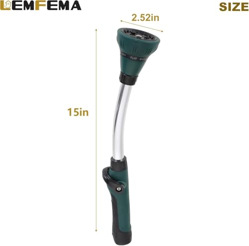 Lemfema Watering Wand, 15 Inches Sprayer Wand Garden Hose Nozzle with 8 Adjustable Watering Patterns and Thumb Control Shut Off Valve for Showering Dog, Clean the ground, Car Wash, Lawn and Garden (Green) - Image 3