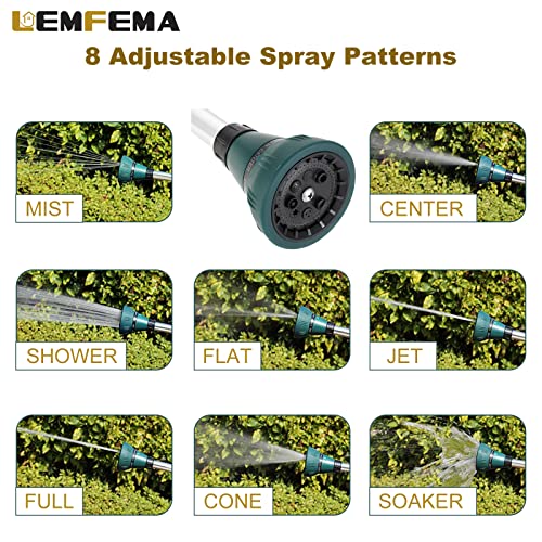 Lemfema Watering Wand, 15 Inches Sprayer Wand Garden Hose Nozzle with 8 Adjustable Watering Patterns and Thumb Control Shut Off Valve for Showering Dog, Clean the ground, Car Wash, Lawn and Garden (Green) - Image 4