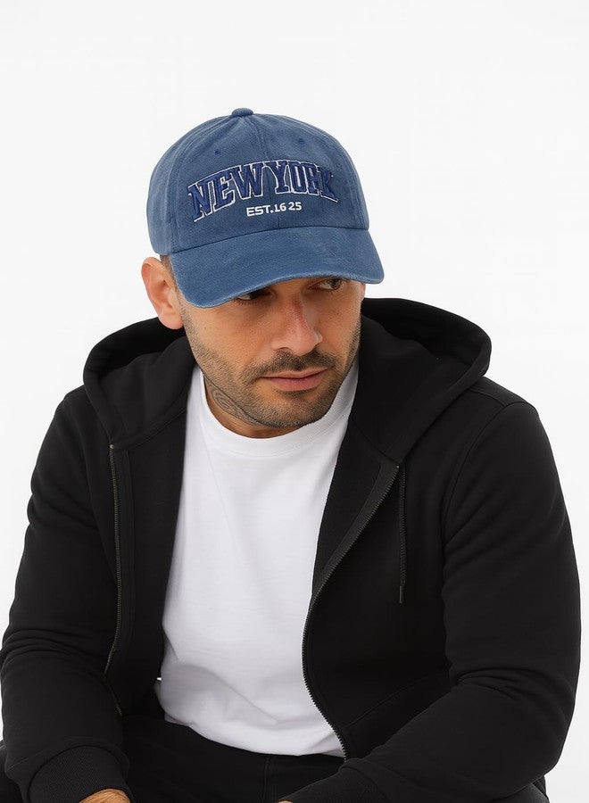ZEVORA Men's Newyork Blue Cotton Baseball Cap with Adjustable Back Closure | Unisex Cap - Image 3