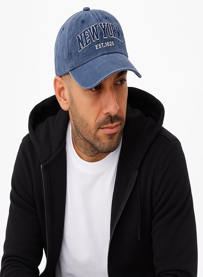 ZEVORA Men's Newyork Blue Cotton Baseball Cap with Adjustable Back Closure | Unisex Cap - Image 2