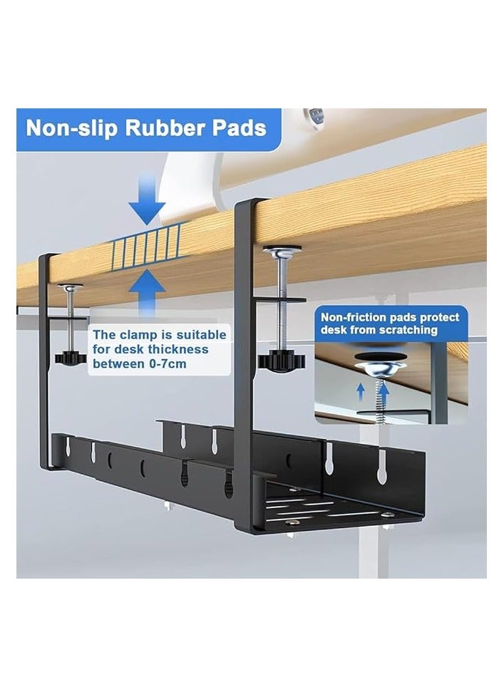 PROMASS Under Desk Cable Management Tray, Adjustable 11.8-21.7 Inch Under Desk Cord Organizer with Clamp Mount System for Wire Management for Home/Office/Kitchens - Image 2