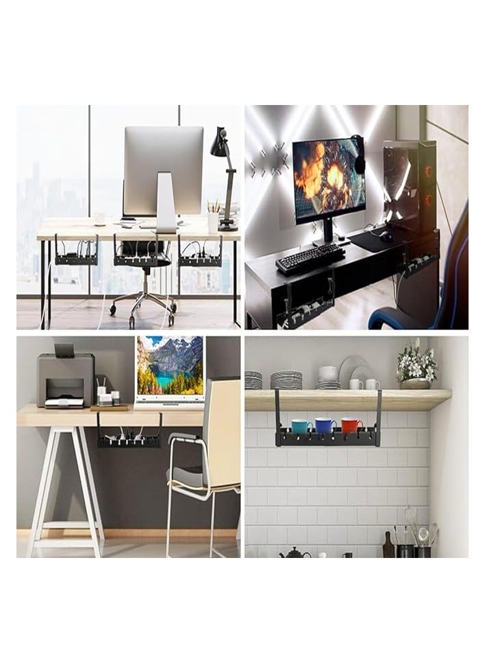 PROMASS Under Desk Cable Management Tray, Adjustable 11.8-21.7 Inch Under Desk Cord Organizer with Clamp Mount System for Wire Management for Home/Office/Kitchens - Image 3