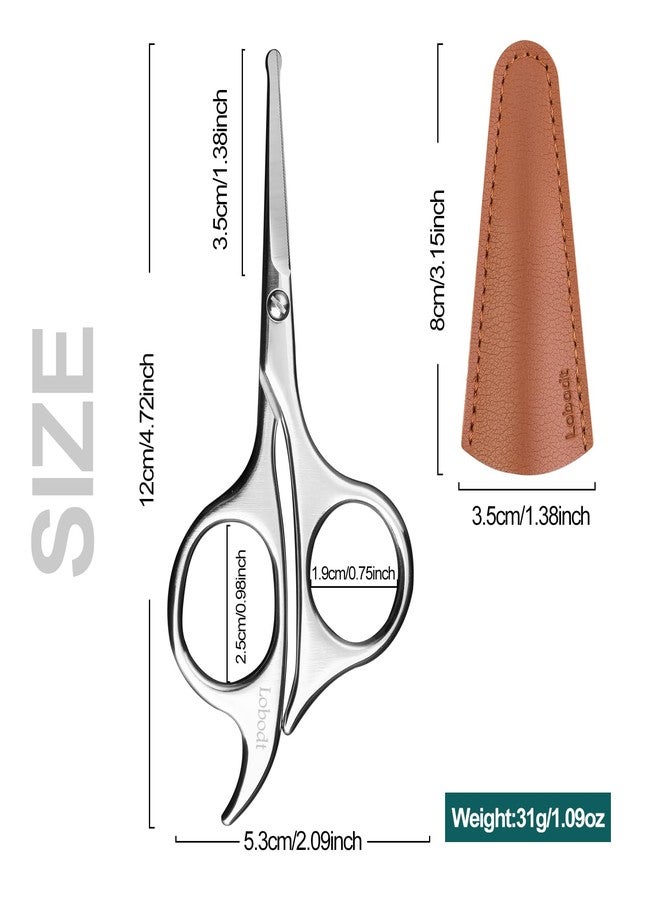 Lobodt 4.7-inch professional nose hair scissors, round-headed stainless steel small scissors, suitable for trimming facial hair, ear hair, eyebrows, bathroom, personal care and beauty (silver) - Image 3