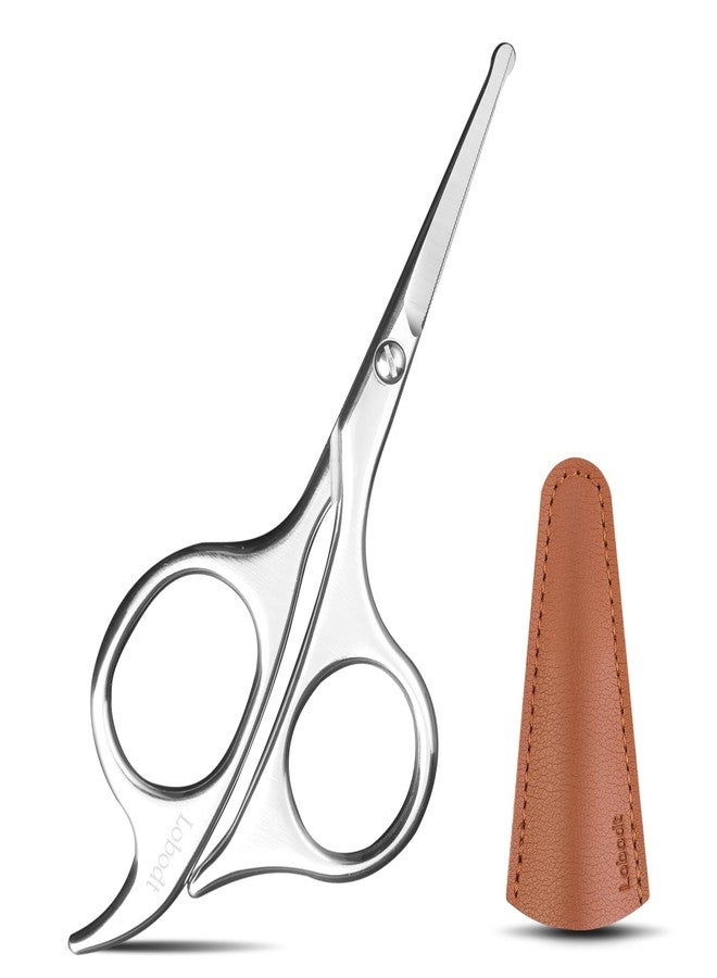 Lobodt 4.7-inch professional nose hair scissors, round-headed stainless steel small scissors, suitable for trimming facial hair, ear hair, eyebrows, bathroom, personal care and beauty (silver) - Image 1