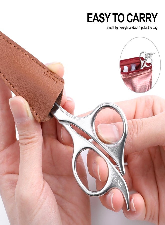 Lobodt 4.7-inch professional nose hair scissors, round-headed stainless steel small scissors, suitable for trimming facial hair, ear hair, eyebrows, bathroom, personal care and beauty (silver) - Image 2
