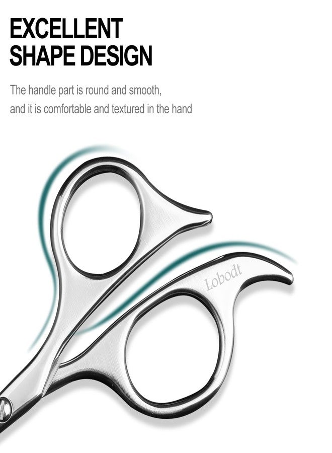 Lobodt 4.7-inch professional nose hair scissors, round-headed stainless steel small scissors, suitable for trimming facial hair, ear hair, eyebrows, bathroom, personal care and beauty (silver) - Image 5