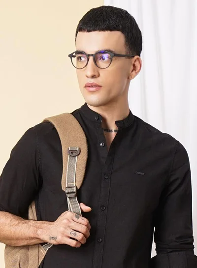 The Indian Garage Co Men Slim Fit Solid Full Sleeves Mandarin Collar Casual Shirt