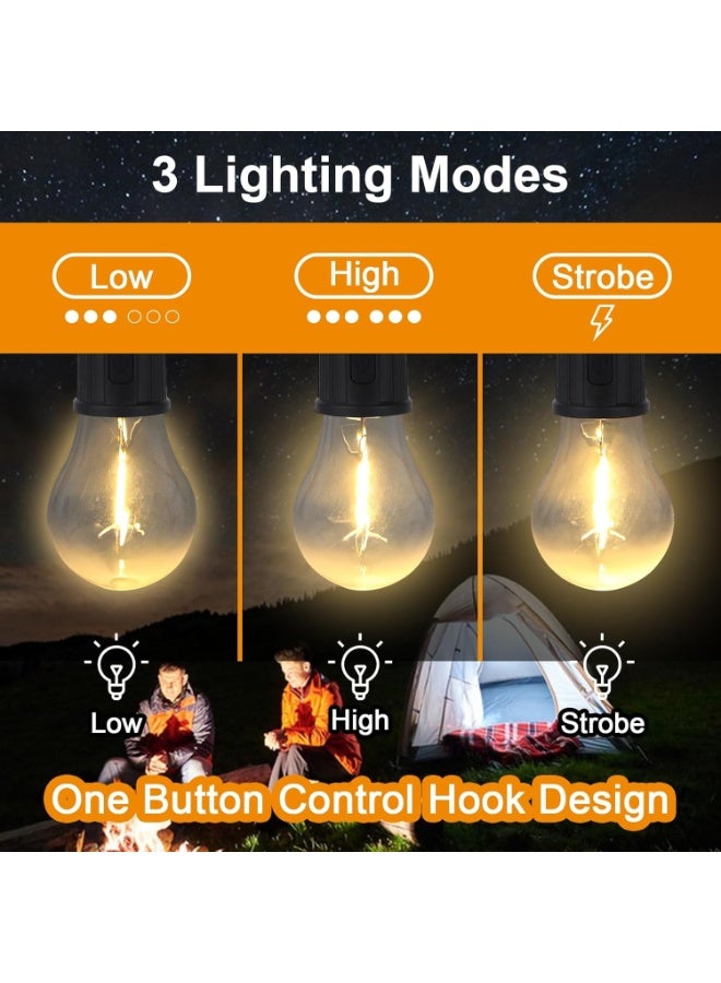 Rechargeable camping light, retro LED camping tent lantern with 3 lighting modes, portable emergency tent light with hook clip for camping, hiking, fishing and backpacking - Image 4