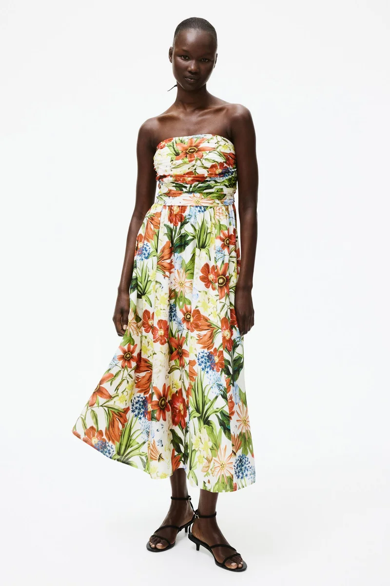 اتش اند ام فستان باندو مزين بكسرات