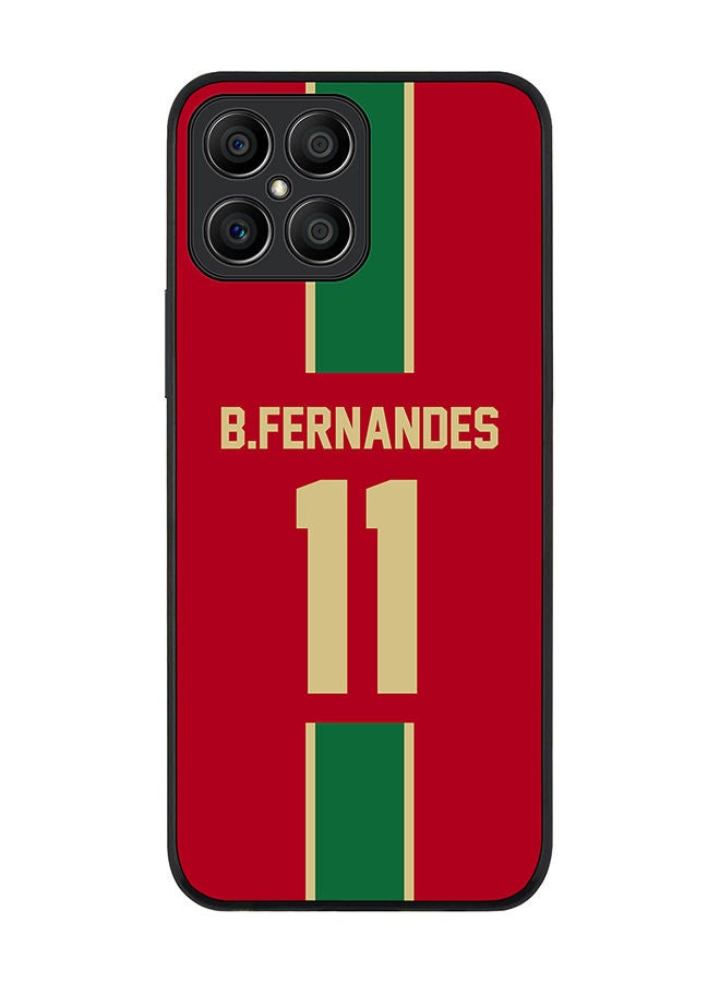 Stylizedd Rugged Black edge case for Honor X8 Slim fit Soft Case Flexible Rubber Edges Anti Drop TPU Gel Thin Cover - Football Team - Portugal Player Name - B.Fernandes - Image 1