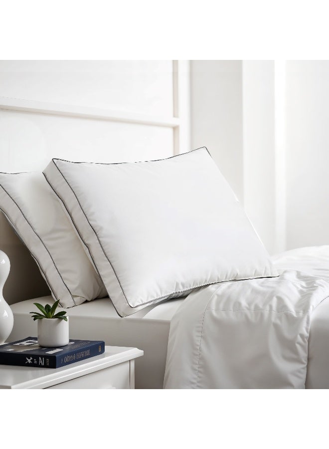 Rest Gusset Plush Pillows Standard Size Set Of 2 (50X70Cm/20”X28”) Bed Pillows For Sleeping, Gusset Plushed Pillows For Back, Stomach Or Side Sleepers, Hotel Pillow With Down Alternative Filling  - Image 1
