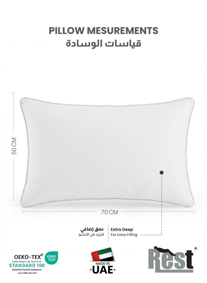 REST Gusset Plush  Pillows Standard Size Set of 2 (50x70cm/20”x28”) Bed Pillows for Sleeping, Gusset Plushed Pillows for Back, Stomach or Side Sleepers, Hotel Pillow with Down Alternative Filling - Image 2