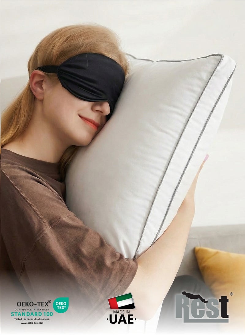 REST Gusset Plush  Pillows Standard Size Set of 2 (50x70cm/20”x28”) Bed Pillows for Sleeping, Gusset Plushed Pillows for Back, Stomach or Side Sleepers, Hotel Pillow with Down Alternative Filling - Image 4