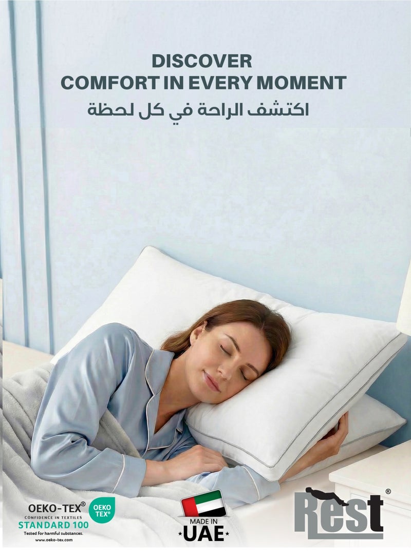 REST Gusset Plush  Pillows Standard Size Set of 2 (50x70cm/20”x28”) Bed Pillows for Sleeping, Gusset Plushed Pillows for Back, Stomach or Side Sleepers, Hotel Pillow with Down Alternative Filling - Image 3