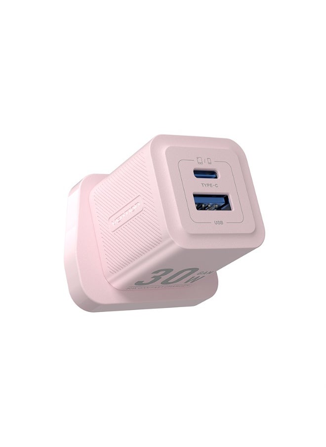فينشن شاحن VENTION ثنائي المنافذ USB (C + A) GaN (30 واط/30 واط) قابس المملكة المتحدة وردي رقم الموديل FEQP0-UK  - Image 4
