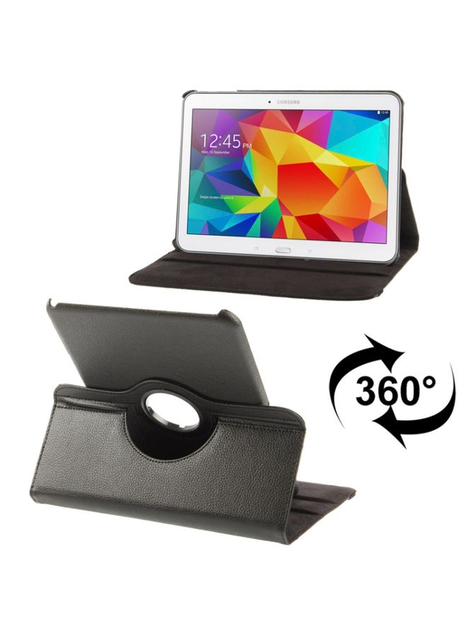 HuHa Case Cover 360 Degree Rotatable Litchi Texture Leather Case with 2-angle Viewing Holder for Samsung Galaxy Tab 4 10.1 / SM-T530 / T531 / T535 Black