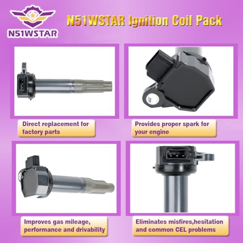N51WSTAR Ignition Coil Packs Set Of 4 Compatible With Subaru Legacy Outback 2.5L H4 EJ25 Replacement For 22433-AA620 22433-AA621 FK0376 UF668 - Image 2
