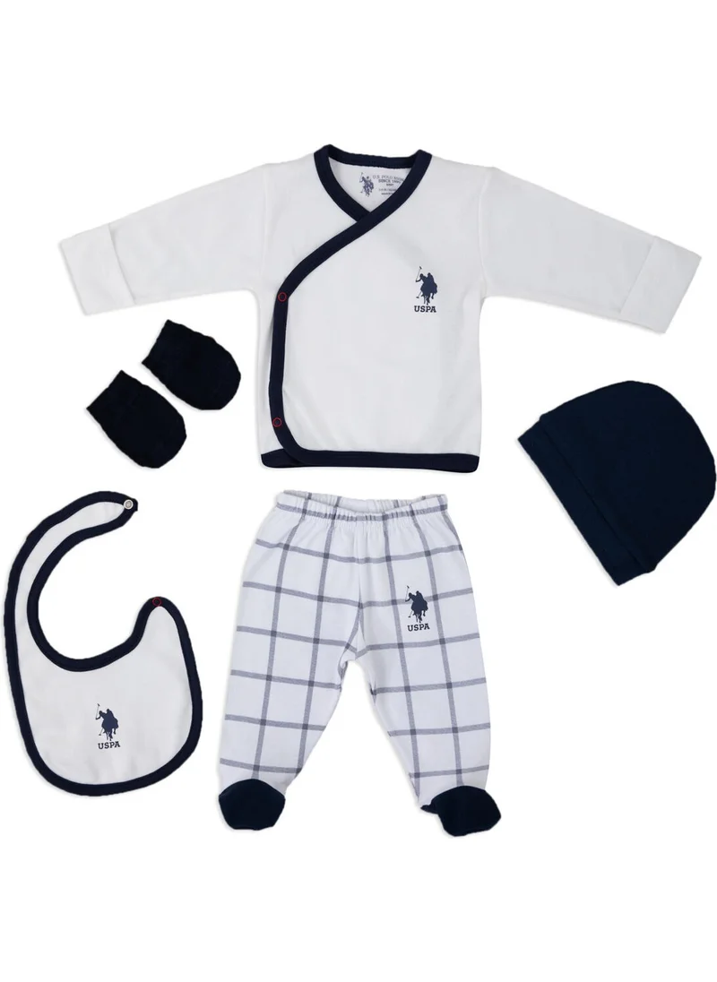 U.S. Polo Assn. Super Baby Cream Plaid 5-Piece Hospital Discharge Set