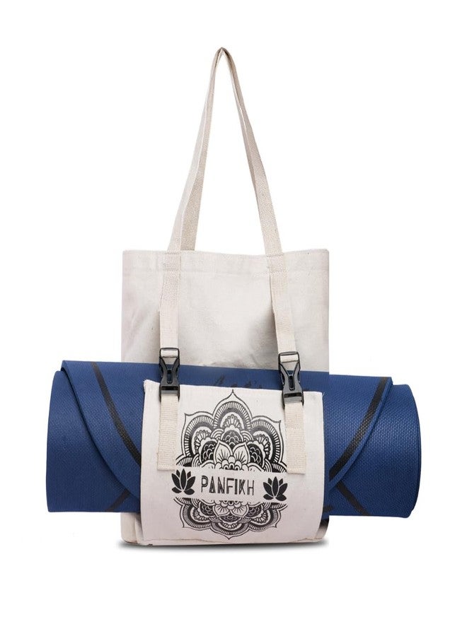 PANFIKH Yoga Mat Bag Holder Natural Canvas Tote Bag for Exercise Mat - Yoga Mat Cover for Pilates, Yoga, Travel - Image 1
