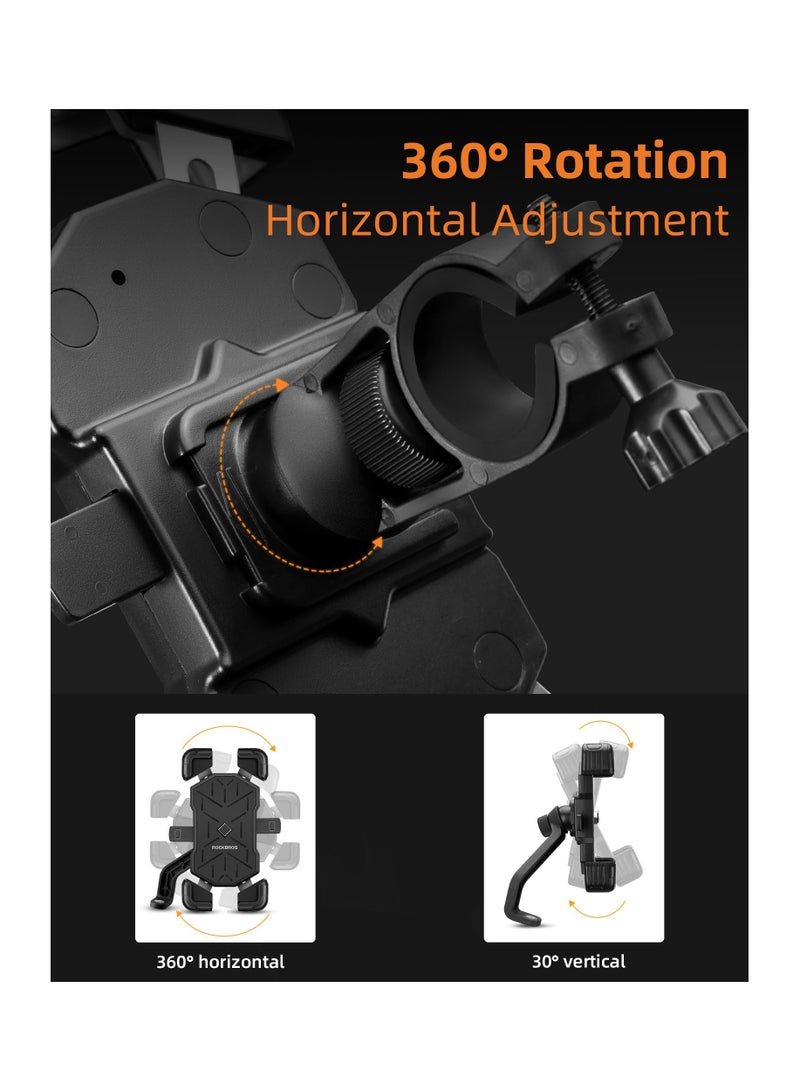 SOLARAE Bike Handlebar Phone Holder, Motorcycle Phone Mount Clamp 360¬∞ Rotatable  Motorcycle Phone Clip Bike Phone Clamp for iPhone 14 Plus/Pro Max, 13 Pro Max, S9, S10 and More 4.5''-7.1'' Phones Smartphones - Image 4