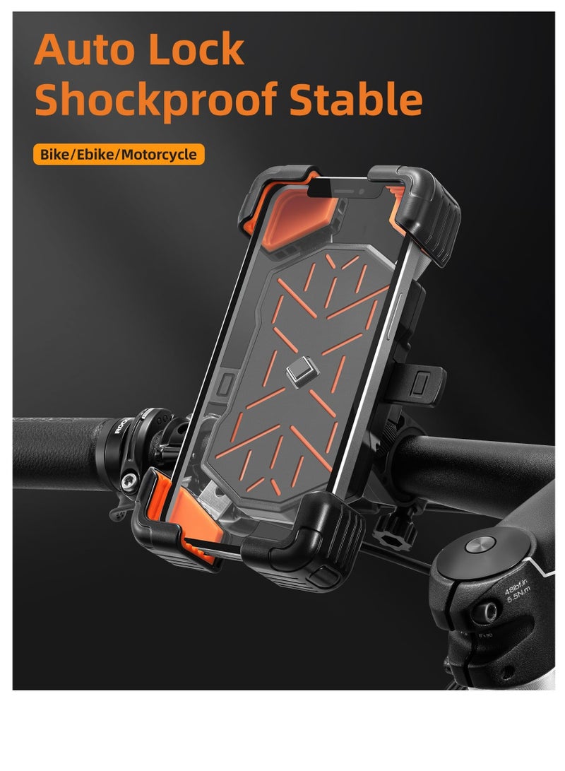 SOLARAE Bike Handlebar Phone Holder, Motorcycle Phone Mount Clamp 360¬∞ Rotatable  Motorcycle Phone Clip Bike Phone Clamp for iPhone 14 Plus/Pro Max, 13 Pro Max, S9, S10 and More 4.5''-7.1'' Phones Smartphones - Image 3