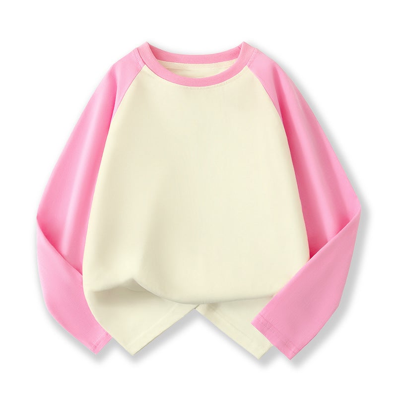 Children'S Raglan Long Sleeve T-Shirt Cotton Boys Fashion Brand Loose Version Of The Top Big Girls Inside The Base Shirt - Image 1