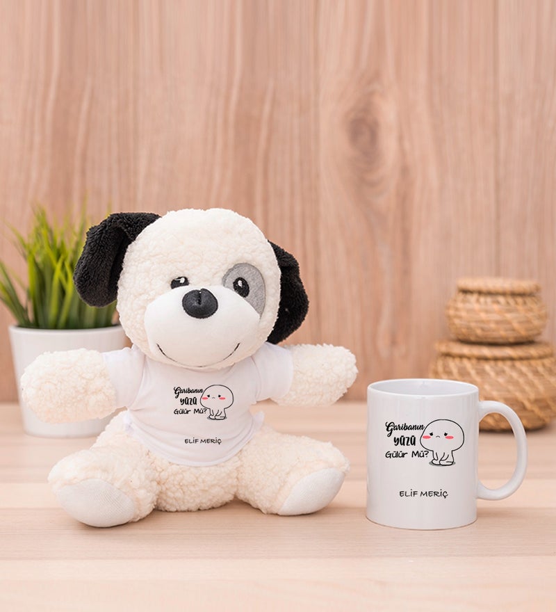 Gift Shop Personalized Do Poor People Smile Humorous White Mug and Plush Dog
