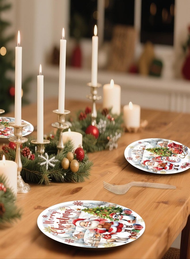 Paezm 96 Pieces Christmas Tableware Set – Santa Claus, Reindeer, and Penguin Disposable Plates, Napkins, and Forks Party Supplies for Holiday Dinners, Xmas Parties, and Winter Celebrations - Image 5