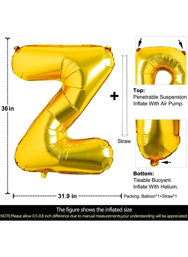 Goldedge 32 Inch Giant Gold  Letter Z Foil Helium Balloons Big Single Mylar Balloon Birthday Party Decoration Supply Baby Shower (Gold Z) - Image 2