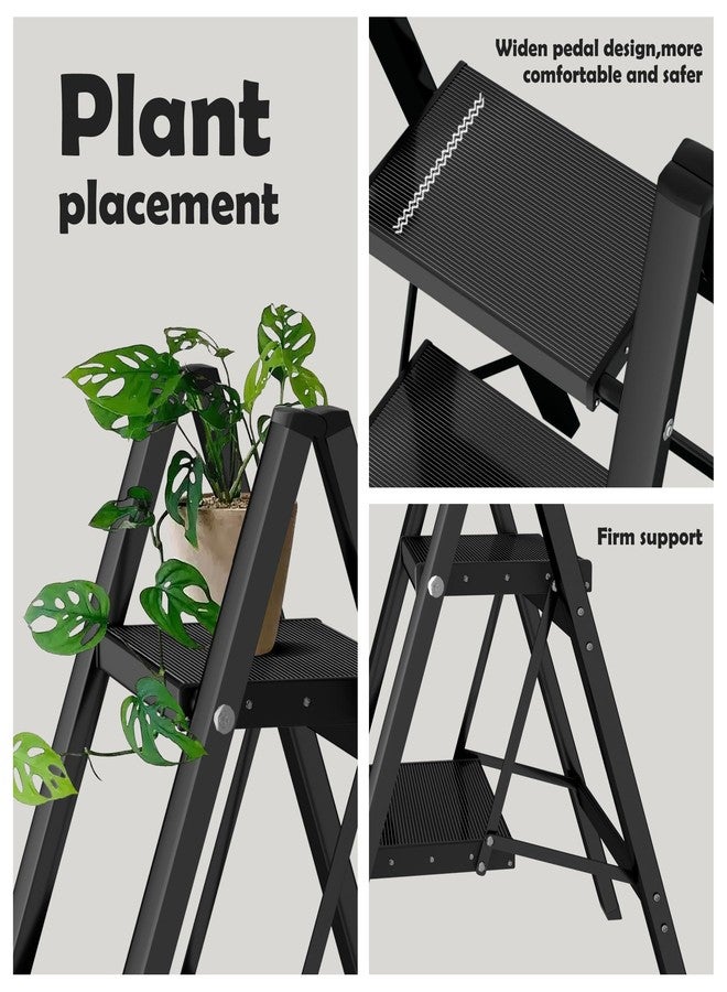 Taranta 2 Step Ladder,Aluminum Lightweight Folding 2 Step Stool with Anti-Slip Wide Pedal, 330lbs Capacity Step Ladder for Household,Kitchen,Office - Black - Image 2