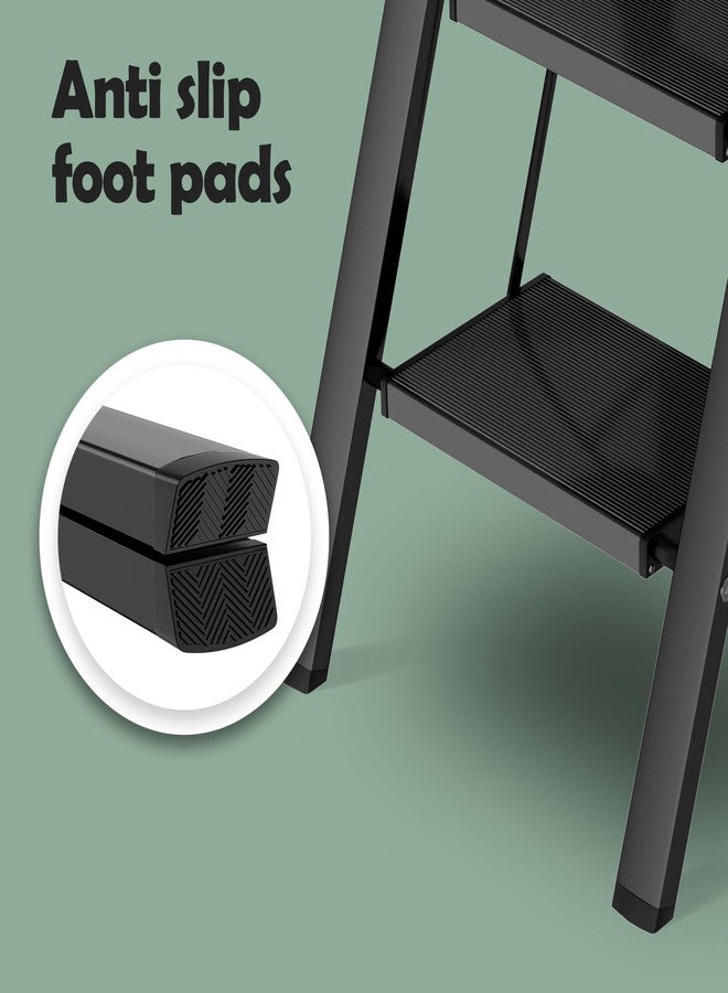 Taranta 2 Step Ladder,Aluminum Lightweight Folding 2 Step Stool with Anti-Slip Wide Pedal, 330lbs Capacity Step Ladder for Household,Kitchen,Office - Black - Image 5