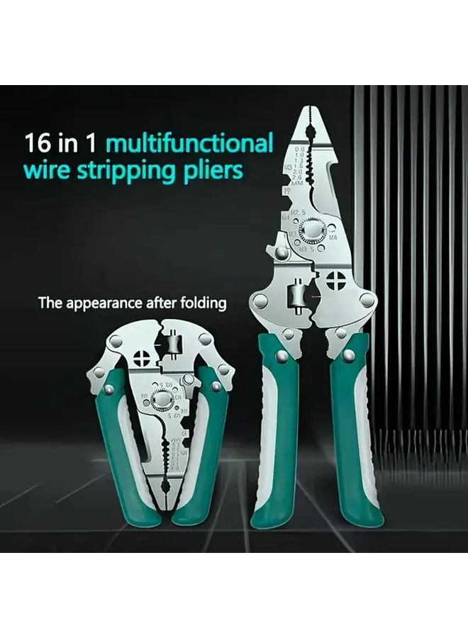 Folding Wire Pliers Heavy Duty Crimper Stripper Compact One Handed Operation Tool - Image 3