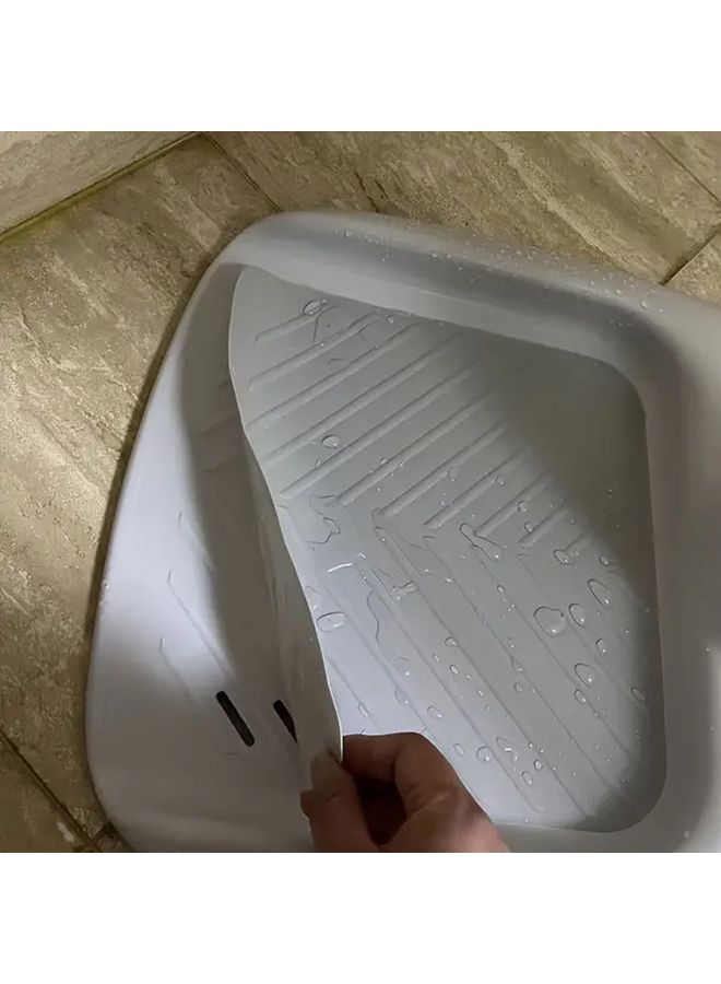 حامل حوض استحمام قابل لتعديل الارتفاع بتصميم مريح مع درابزين أمان، مقعد على شكل بطة باللون الرمادي، مصنوع من مادة ABS المتينة، قاعدة غير قابلة للانزلاق، دعامة استحمام ثابتة بأربعة أرجل للاستخدام في المنزل والسفر، تجميع سهل. - Image 5