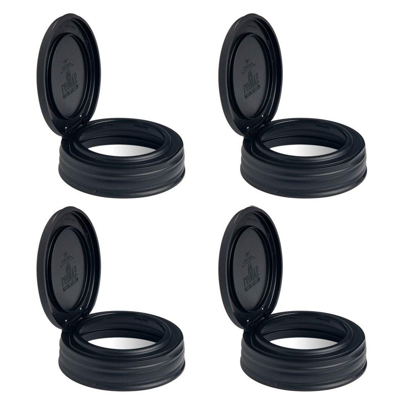 reCAP Mason Jars Lid FLIP Cap Regular Mouth Black 4 Pack Made in USA - Image 2