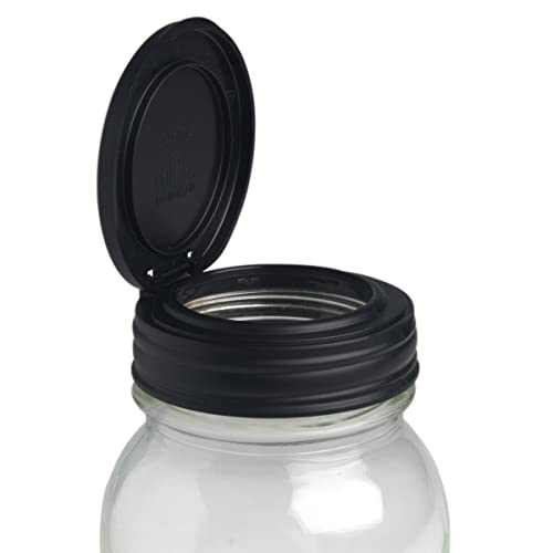 reCAP Mason Jars Lid FLIP Cap Regular Mouth Black 4 Pack Made in USA - Image 3