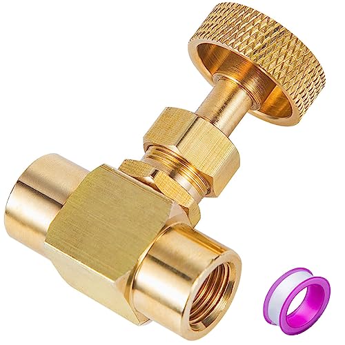 Breezliy 1 Pieces Heavy Duty Brass Instrument Replacement Control Needle Valve 1/4" Npt Female X 1/4" Npt Female Connection Golden - Image 1