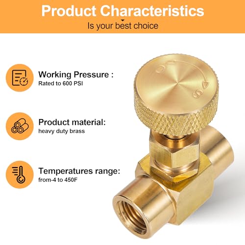 Breezliy 1 Pieces Heavy Duty Brass Instrument Replacement Control Needle Valve 1/4" Npt Female X 1/4" Npt Female Connection Golden - Image 5