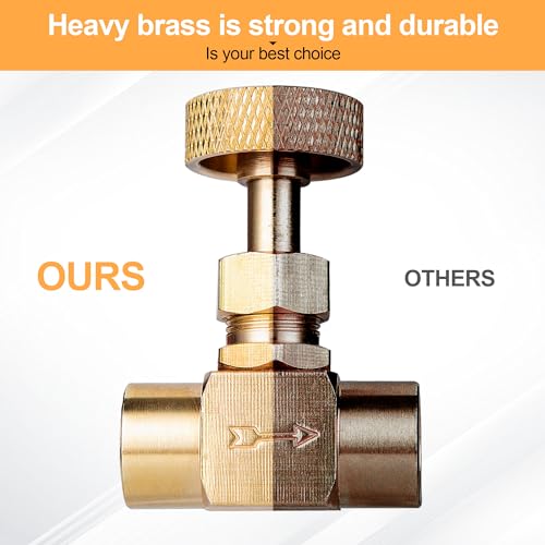 Breezliy 1 Pieces Heavy Duty Brass Instrument Replacement Control Needle Valve 1/4" Npt Female X 1/4" Npt Female Connection Golden - Image 3