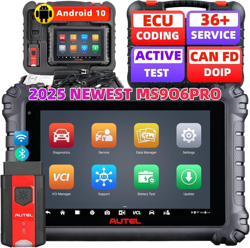 Autel Autel MaxiSys MS906Pro Scan Tool 2025 MS906PRO Newer Up of MP900BT MS906BT MS906 MK908 OE ECU Coding DoIP CAN FD 36 Service 3000 Active Tests Auto Scan 20 OE DiagnosticSame as MK906 Pro