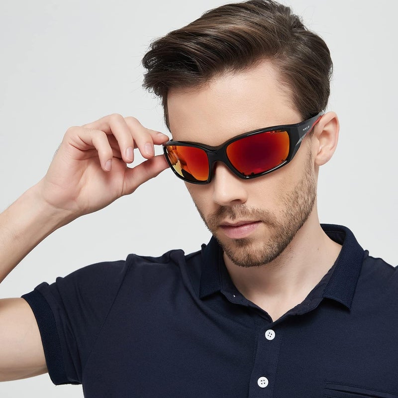 بوكيلار نظارات شمسية رياضية مستقطبة من للرجال والنساء - إطار TR90 خفيف الوزن، حماية UV400، مفصلات زنبركية للقيادة وركوب الدراجات والجري - Image 2