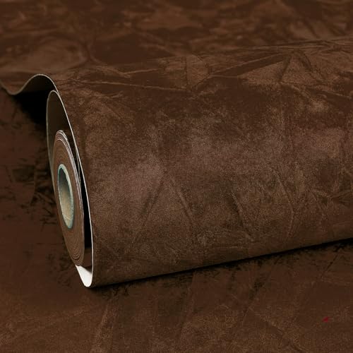 ReWallpaper Brown Peel and Stick Wallpaper Luxury Velvet Wallpaper for Bedroom Removable Brown Textured Prepasted Wall Paper Self Adhesive Velvet Drawer Liner for Dresser Jewelry Box DIY 175inx65ft - Image 1