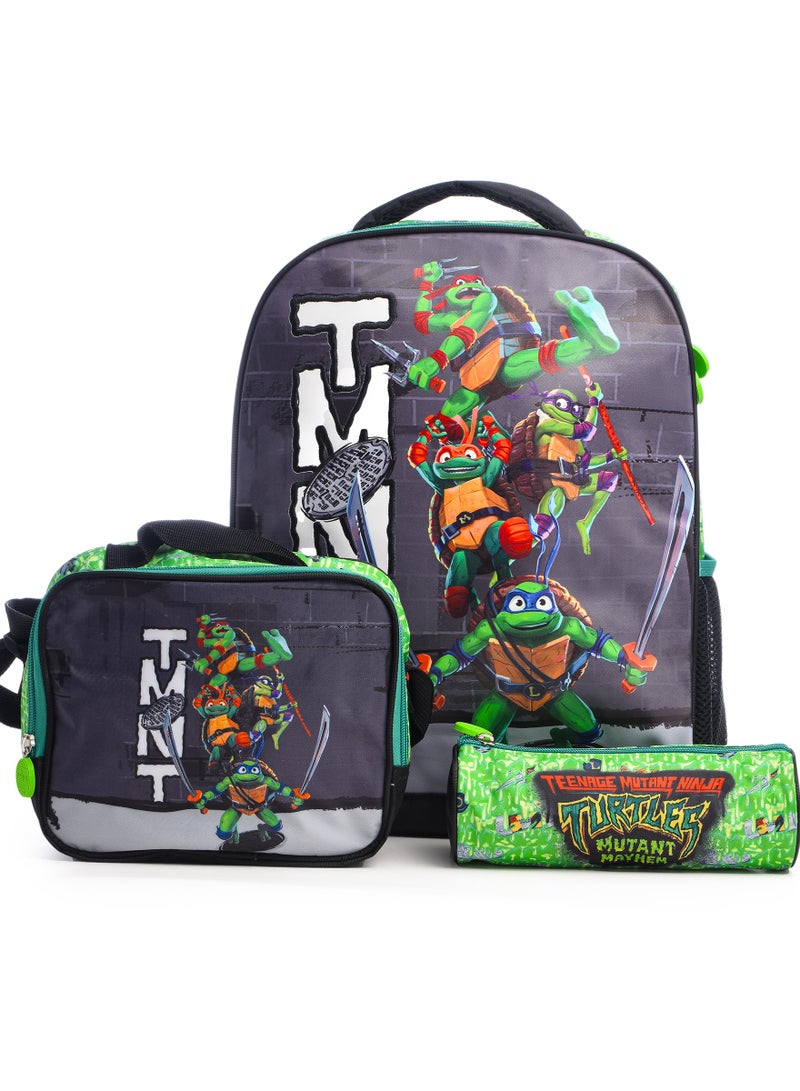 نينجا ترتلز حقيبة ظهر مدرسية مع حقيبة غداء ومقلمة - Image 4