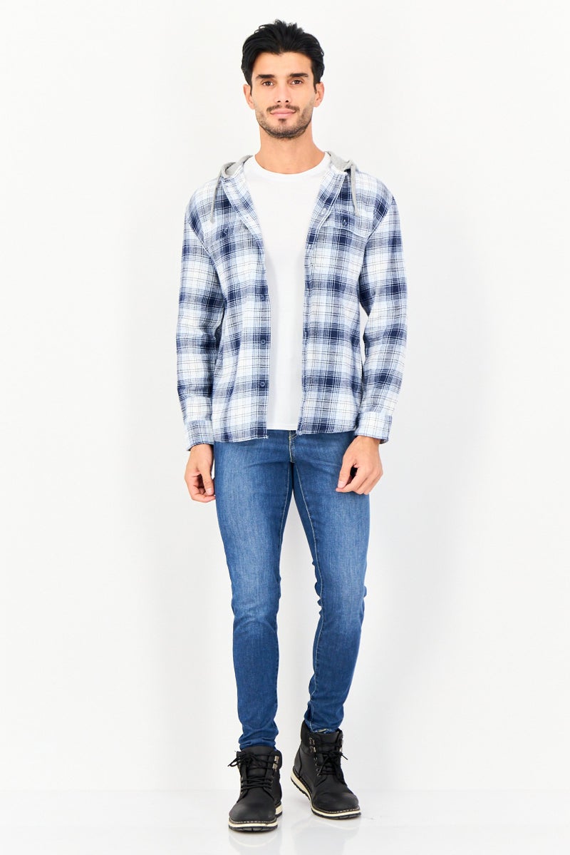 Celio Men regular Fit Plaid Hooded Long Sleeve Shirt, Multicolor - Image 2