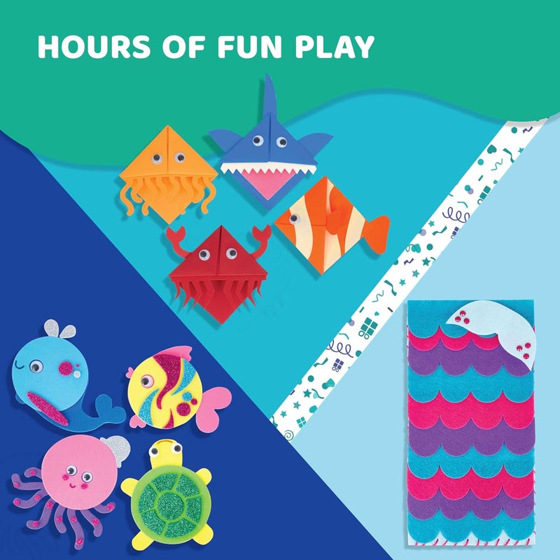 jackinthebox Cardboard Under The Sea Themed Craft Kit | Includes Beautiful Felt Mermaid Sewing Kit | 3 Different Crafts-in-1 | Best Gift Girls Ages 6 to 10 Years (3-in-1, Multicolor) - Image 4