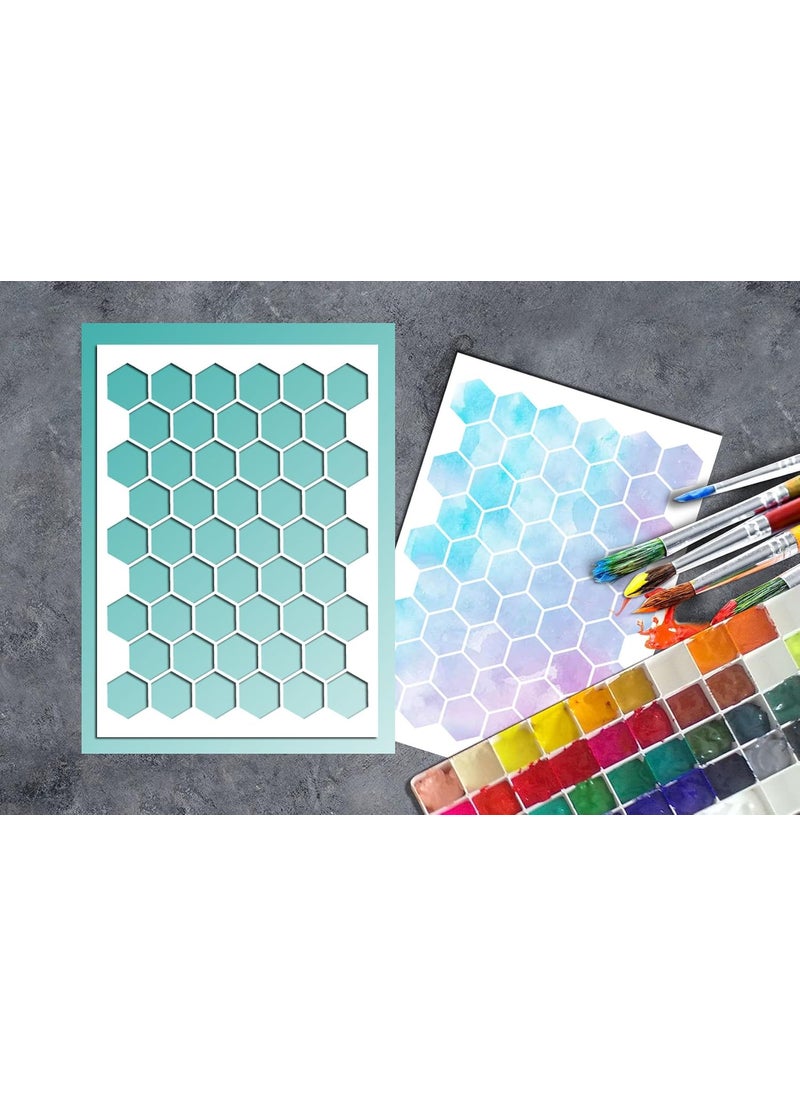 G GSS Designs GSS Designs Patterns Stencil Template Set?4 Pack?- Hexagon Triangles Fish Scale Oriental A5(6x8.25 inch) - Art Painting for Card Making Canvas Furniture  - Image 2