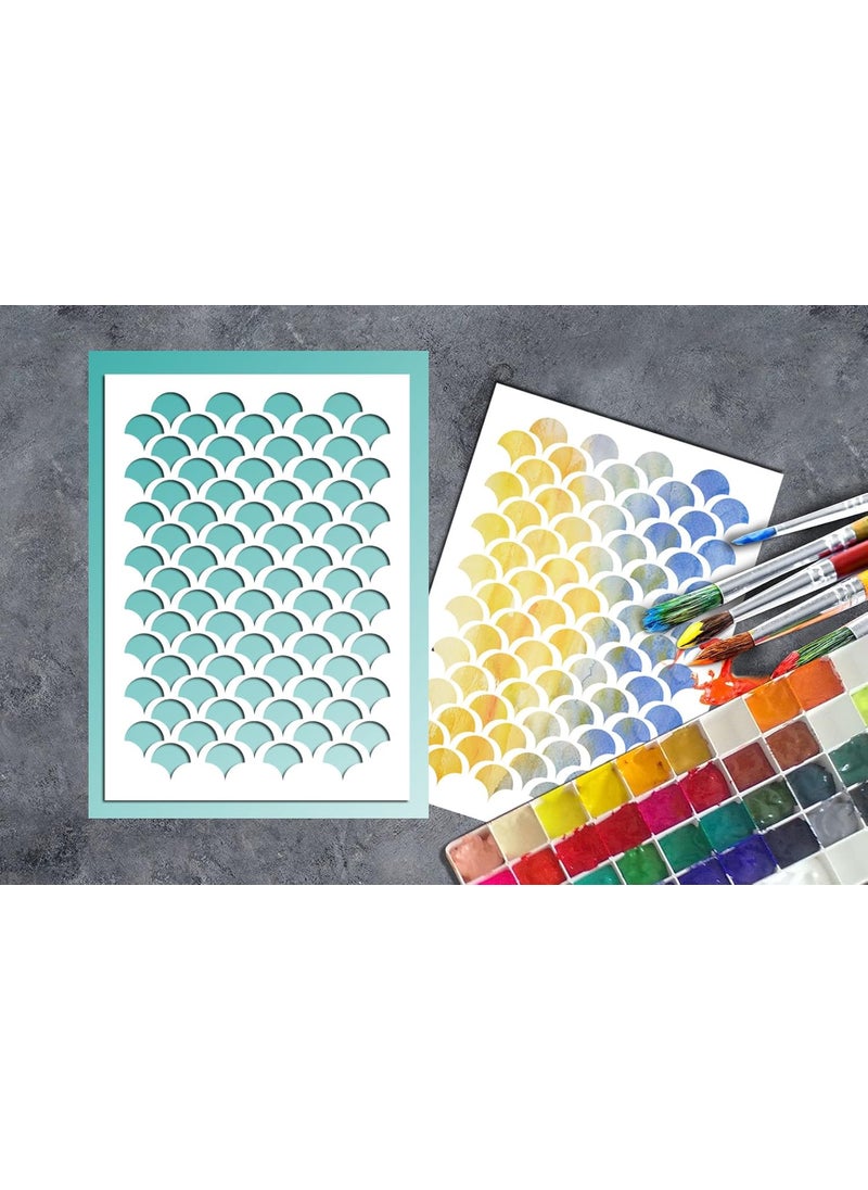 G GSS Designs GSS Designs Patterns Stencil Template Set?4 Pack?- Hexagon Triangles Fish Scale Oriental A5(6x8.25 inch) - Art Painting for Card Making Canvas Furniture  - Image 3