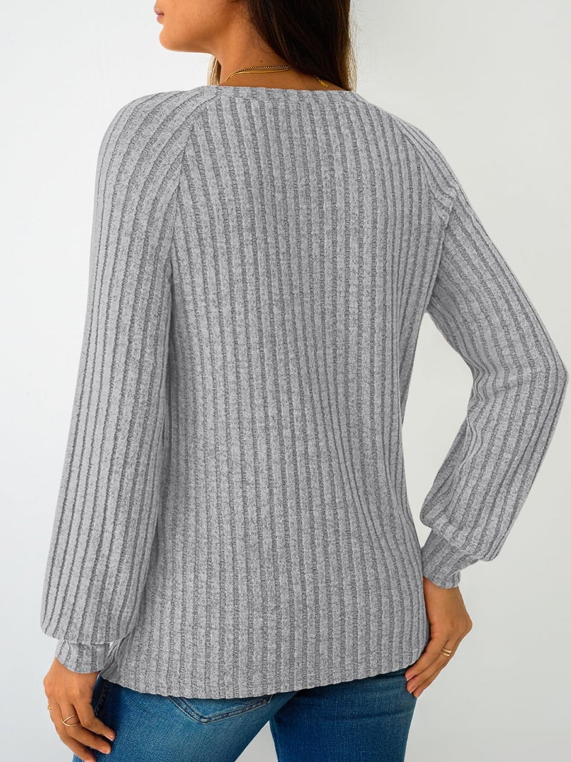 LILLUSORY Womens Tops Long Sleeve Shirts Fall Lightweight Sweaters Grey M - Image 5