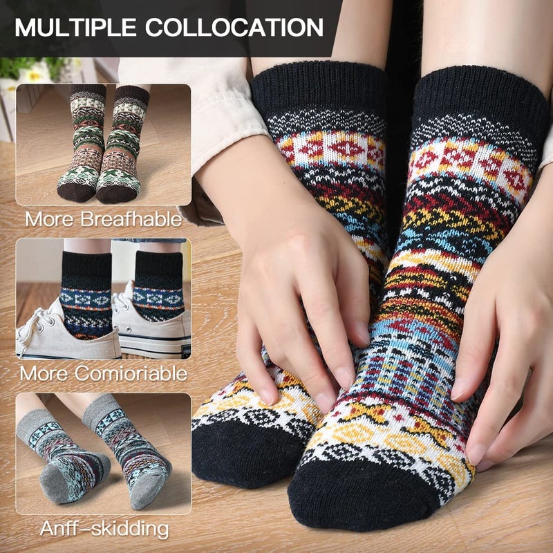 FYC Stocking Stuffers Christmas Gifts for Women Socks for Women Thick Wool Soft Warm Cozy Crew Womens Socks - Image 2