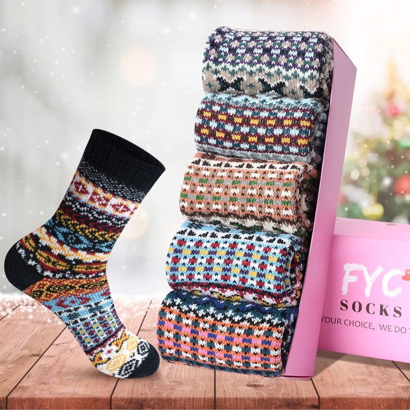 FYC Stocking Stuffers Christmas Gifts for Women Socks for Women Thick Wool Soft Warm Cozy Crew Womens Socks - Image 5
